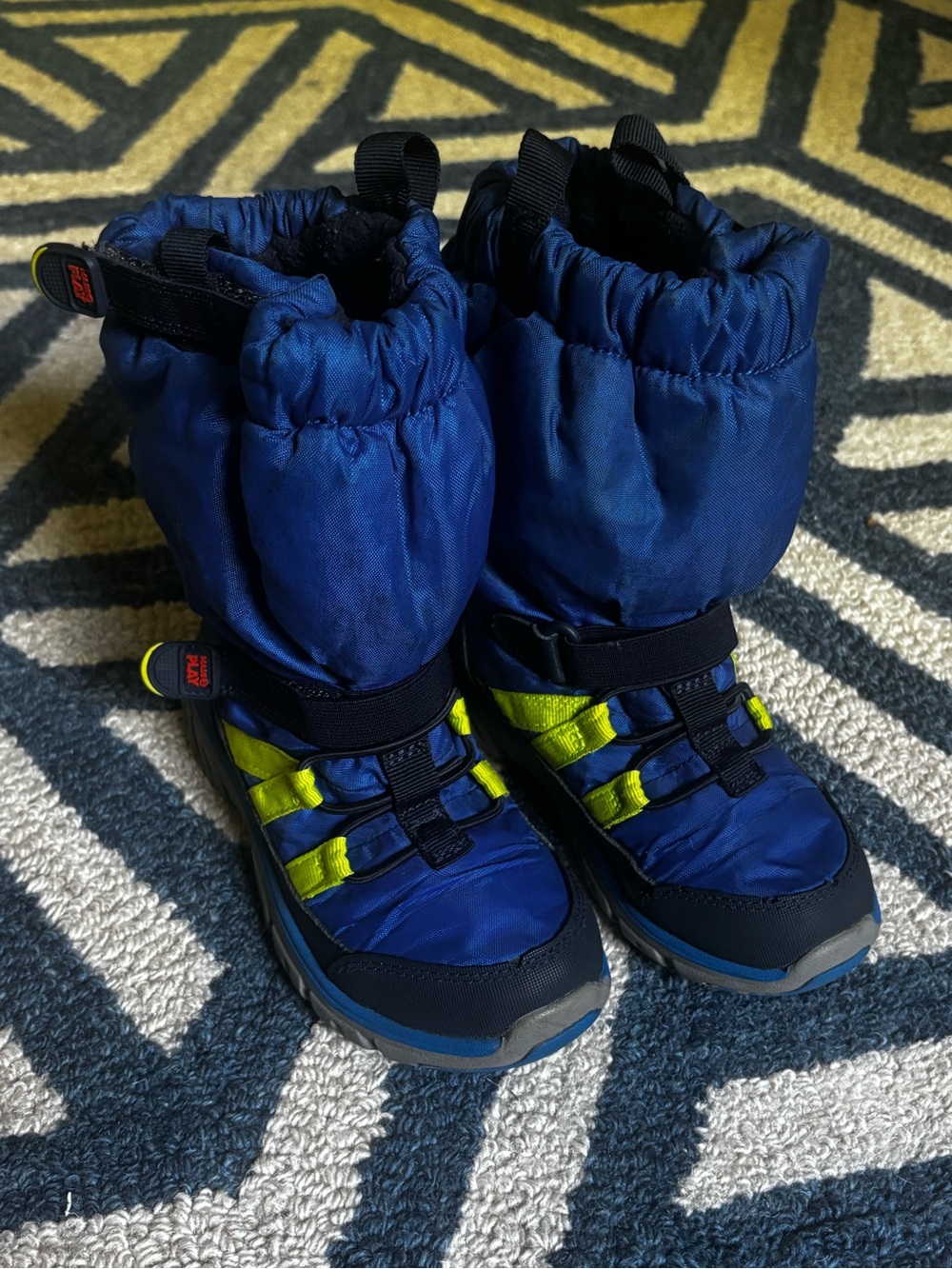 Stride Rite Kids Navy and Yellow Winter Snow Boots